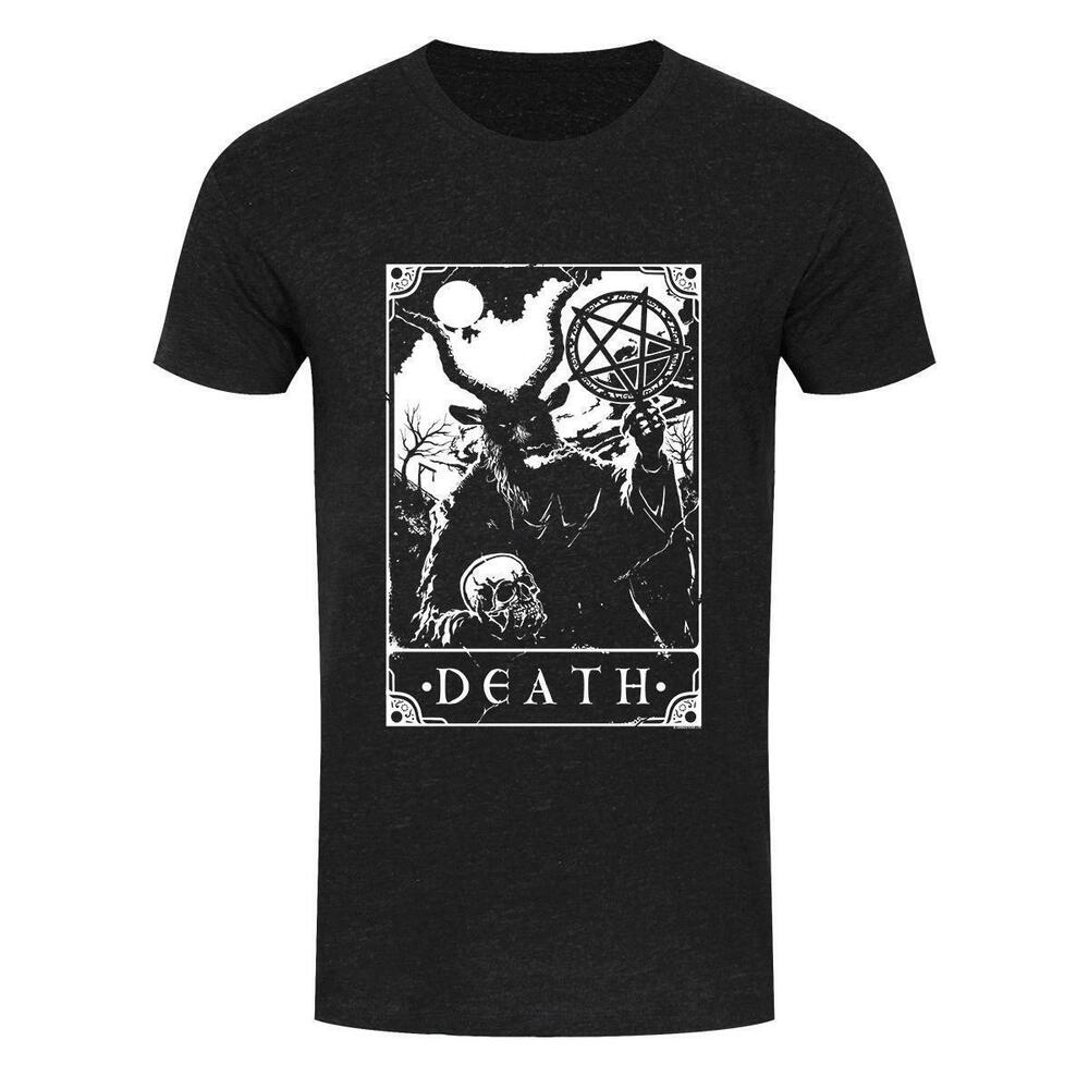 Deadly Tarot Death Mens Heather Black Denim Tshirt